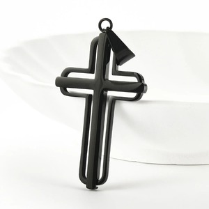 Collier pendentif croix creuse en acier inoxydable pour hommes et femmes, chaîne religieuse unique, pendentifs, accessoires de fabrication de bijoux DIY - Product Image 5