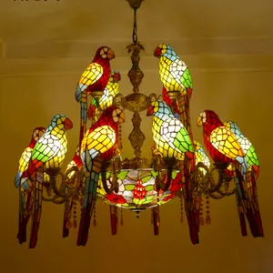 Tiffany lampada a sospensione in vetro colorato pappagallo uccello paralume lampada a sospensione Vintage uva Verbena lampadari Tiffany