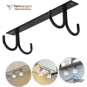 Heavy Duty Iron Wall Mount <b>Hooks</b> Rectangular Industrial Design Storage Closet Organizer Black Metal Hanger - Product Image 3