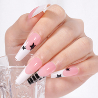 Kit de Manucure Française Haute Brillance – Faux Ongles Longs Cercueil en Acrylique à Presser, 180 Pièces, 15 Tailles, Durables, Réutilisables, Pré-conçus pour le Nail Art