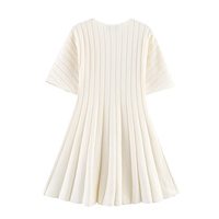 ZEVITY Robe Courte Chic en Tricot Uni pour Femme Printemps 2026, Manches Courtes, Col Rond, Vestidos, Robe Mujer, Dropshipping