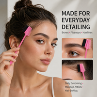 Brosse à sourcils double embout 3-en-1 en gros, brosse à cheveux rebelles, peigne à bordure, outil de toilettage en ABS et nylon, logo personnalisé OEM ODM B2B