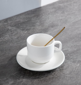 White Ceramic Coffee <b>Cup</b> <b>Saucer</b> Set Multi Spec Custom Logo Bulk Wholesale for Hotels Cafes Restaurants Wedding Events Drinkware - Product Image 4