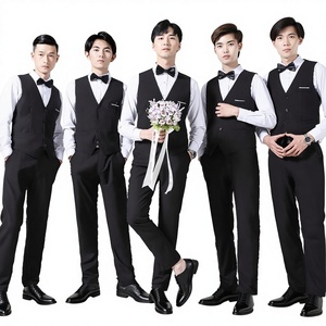 <span class=keywords><strong>Traje</strong></span> de hombre de tres piezas <span class=keywords><strong>con</strong></span> chaleco, cremallera <span class=keywords><strong>y</strong></span> cuentas, ideal para padrinos de boda, novios, ropa formal de negocios, corte ajustado. - Product Image 1