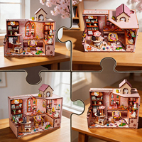 Maison pour chat en bois 3D - Kit de construction miniature DIY avec lumières LED - Ensemble de construction écologique