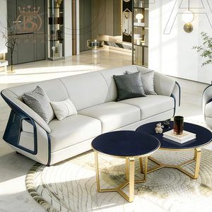 Set di Divani BS di Lusso in Vera Pelle a 1, 2 e 3 Posti, Design per Arredamento Soggiorno di Villa, Divani in Stile Moderno per Hotel - Product Image 2