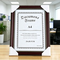 Cadre pour certificat en bois MDF A4 avec bordure dorée, cadre vintage pour diplôme, licence, récompense, décoration murale et de table, cadres photo