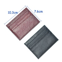 Porte-cartes de crédit mince en cuir véritable avec blocage Rfid