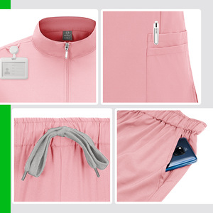 Men Hospital Uniform Set Zip-Up Top Elastic Pants Moisture Wicking Split Design For Medical Workwear - Product Image 4