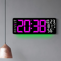 17,3-Zoll Wohnzimmer-Wanduhr Multifunktionale LED-Digitaluhr Großformatige Temperatur- und Feuchtigkeitsanzeige ABS Modern