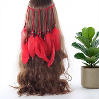 Serre-tête unisexe bohème à plumes et pompons, idéal pour Halloween, spectacles, mariages ethniques indiens