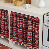 Venta al por mayor de cortinas decorativas de estilo étnico de lujo para sala de estar, armario de cocina, cortina protectora de partición