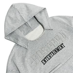 Sudadera con Capucha Oversize para Hombre, Color Gris Jaspeado, Estilo Desgastado, con Parche Bordado en la Parte Delantera, Múltiples Bolsillos, Estilo Urbano - Product Image 3