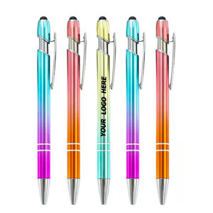 Degrade alüminyum varil ile geri çekilebilir Stylus tükenmez kalem tıklayın, promosyon hediyeler için özel Logo künye - Product Image 1
