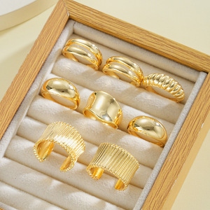 New Irregular Geometry Alloy <strong>Ring</strong> with Exaggerated Smooth Stripe <strong>Ball</strong> Opening Handpiece Set of <strong>8</strong> piece <strong>ring</strong> set - Product Image 5