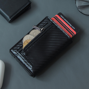 CASEKEY NEW Carbon Fiber <b>Metal</b> Pop up Tri Fold <b>Wallet</b> Slim Pop up Aluminium <b>Wallet</b> Bourse Pour Homme for Men - Product Image 2