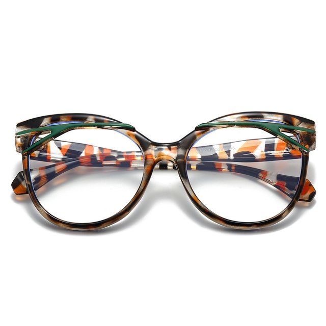 Luxury Oval Retro Big Frame Full-Rim Glasses for Square Face Shape Unisex with Geometric Pattern and Personalization Eyeglasses
