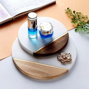 Tábua de Corte Redonda de Mármore <span class=keywords><strong>100</strong></span>% Natural com Design Popular Estilo Nórdico e Base de Acácia para Uso Doméstico - Product Image 4