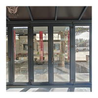 Porte pliante moderne robuste en verre trempé double, en aluminium à pont thermique, couleur personnalisable pour entrée d'hôtel