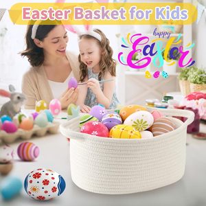 Panier de Pâques ovale tressé Happyiren avec poignée - Conteneur cadeau pour tombola, baby shower, rangement et organisation 13"D x 8"W x 6"H - Product Image 2