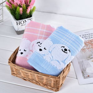 Bán Buôn 100% Cotton Không Xoắn Đôi Gạc Khăn Thêu Con Chó Con Dễ Thương Món Quà Khăn - Product Image 2