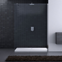 Panneaux muraux de douche Écran de douche Verre trempé Verre de sécurité Rectangle ABS Design clair moderne avec barre de support réglable
