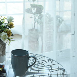 Cortinas transparentes de lino blanco francés <span class=keywords><strong>Amazon</strong></span> Comercio exterior transfronterizo Personalización de productos terminados transparentes - Product Image 5