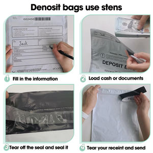 Bandas de dinero de depósito personalizadas Bolsas de depósito bancario Caja registradora Bolsa bancaria Cinta a prueba de manipulaciones Sellado Prueba de efectivo Bolsa de seguridad - Product Image 6