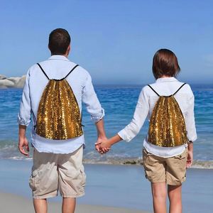 Gold Sequin Sparkle Drawstring Backpack <b>Draw</b> <b>String</b> <b>Bag</b> Waterproof Sports <b>Bag</b> Gym Cinch <b>Bags</b> for Women Men - Product Image 6
