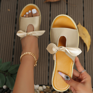 527-3 New arrivals thiết kế của Phụ nữ dép phẳng 3 màu 35-43 dễ thương Bow Sandal Giày Hot Bán thiết kế - Product Image 3