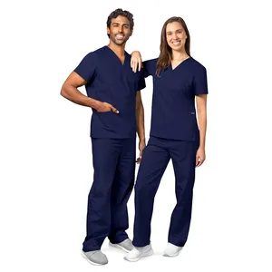 Tecido macio Medical Scrubs Set Unisex Enfermagem Unisex Hospital Enfermeira Sanitária Terno Esteticista Uniformes Mão Lavar Roupas De Trabalho