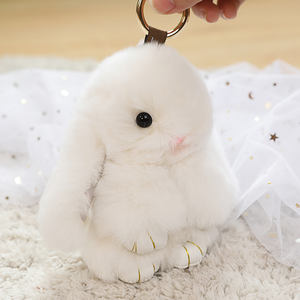 سلسلة مفاتيح قطيفة ترويجية فائقة النعومة طويلة الأذن أرنب محشوة حيوان أرنب فرو حلقة مفاتيح قطيفة - Product Image 3