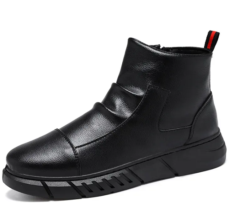Work Men Latest Design Fashion Stylish 2022 new Fashion Casual Men's British PU High Top Soft Sole boots
