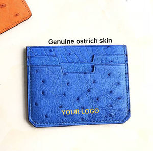 Cartera De Hombres Custom design minimalista di lusso <span class=keywords><strong>in</strong></span> vera <span class=keywords><strong>pelle</strong></span> di struzzo porta carte <span class=keywords><strong>uomo</strong></span> donna Business Mini Card Case - Product Image 1