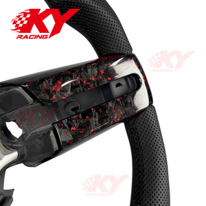 Volant sport personnalisé en fibre de carbone à dessus plat pour Ford Mustang GT V6 Shelby Cobra Bullitt 2004-2010 - Product Image 3