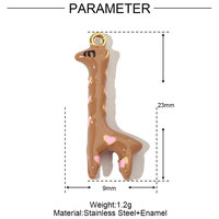Breloques animales en émail en acier inoxydable, mignonnes, chien, chat, girafe, poisson, pendentifs, accessoires de bijoux DIY, breloques or et argent, vente en gros