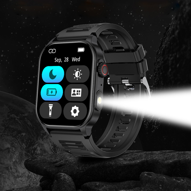 Lige BWKM02 Smart Watch 2.01'' Screen Health Monitor Sports Fitness Watches LED Flashlight AI Voice Wireless Call Man Smartwatch