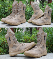 JINTENG Bottes de Combat CS Chaudes en Cuir Tactique pour Homme, Bottines de Sécurité de Travail Imperméables, Modèle Désert