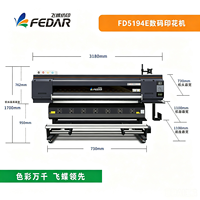 Imprimante à sublimation numérique d'occasion 1,9 m avec 4 têtes d'impression I3200 Imprimante à sublimation par transfert thermique Machine d'impression d'occasion bon marché