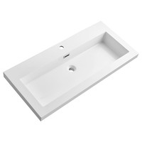 Lavabo en résine de pierre de qualité supérieure, prix d'usine, durable, blanc mat, à poser sur comptoir, pour salle de bain de villa