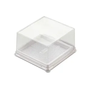 Boîte d'emballage de gâteau en mousse PET jetable Récipient rectangulaire en plastique transparent Boîte d'emballage alimentaire de boulangerie avec fourchette transparente