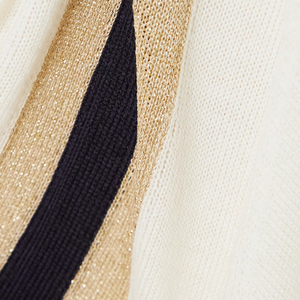 Fabricants de tricots sur mesure, <span class=keywords><strong>pull</strong></span> pour femme en maille à col semi-haut, manches longues, avec coutures lignées noires et blanches, style tendance - Product Image 5