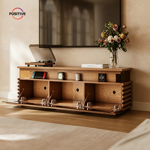 Mobile <span class=keywords><strong>TV</strong></span> <span class=keywords><strong>in</strong></span> Legno Massello Stile Nordico Mid-Century, Mobile Audio per Soggiorno e Camera da Letto, Mobiletto da Terra per Appartamenti Piccoli - Product Image 3
