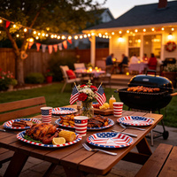 Assiettes en papier du 4 juillet, rouge, blanc et bleu, vaisselle jetable pour les fêtes de barbecue