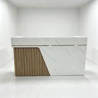 Comptoir de réception de salon de beauté de luxe haut de gamme avec éclairage LED et armoire de rangement