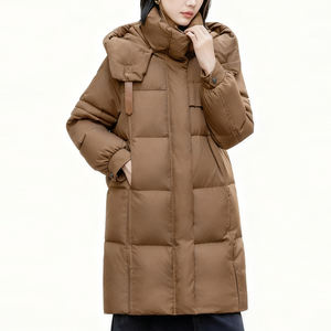 Veste en duvet d'oie à capuche palangre imperméable élégante pour femmes avec coquille en polyester-hiver nouveauté veste en duvet pour femmes - Product Image 6