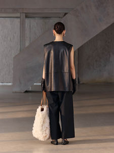 <span class=keywords><strong>Gilet</strong></span> en cuir de mouton tempérament simple de style européen et américain <span class=keywords><strong>gilet</strong></span> de <span class=keywords><strong>grande</strong></span> <span class=keywords><strong>taille</strong></span> polyvalent noir - Product Image 2