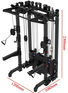 <span class=keywords><strong>Machine</strong></span> Smith multifonctionnelle à roulements linéaires commerciaux, entraîneur tout-en-un, rack de musculation, cage à squats avec croisement de câbles - Product Image 2