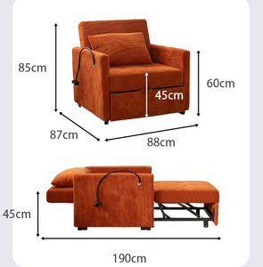 Sofá Cama Plegable Multifuncional de Doble Uso, Sofá Reclinable Individual con Reposapiés Extensible para Salón y Hogar - Product Image 6