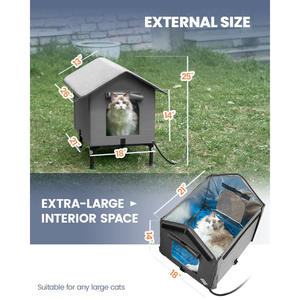 Prix d'usine, grande maison chauffante pour chat 3 en 1 avec lit surélevé et coussin chauffant pour chats d'extérieur - Product Image 6
